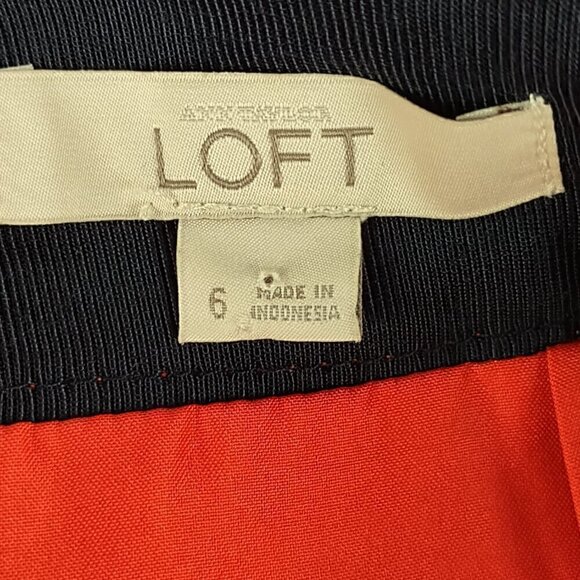 Ann Taylor LOFT Red Orange Stretch Cotton Pleat, Patch Pocket Shift Skirt Size 6 - Picture 11 of 12